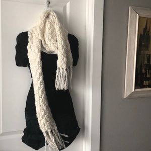 Handmade knitted scarf super-soft & fluffy. Super warm in a beautiful off-white.
